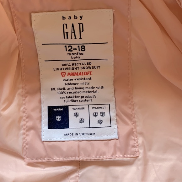 Baby Gap ColdControl Puffer One-Piece, misty rose pink size 12-18 months - Picture 5 of 16